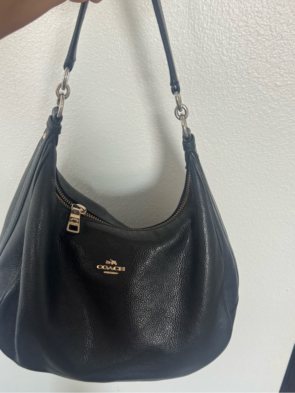 Coach Black Pebbled Leather Shoulder Hobo